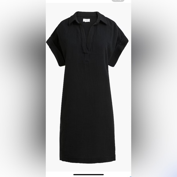 NWT J.Crew size 2X short sleeve gauze popover dress in navy blue - Picture 1 of 7